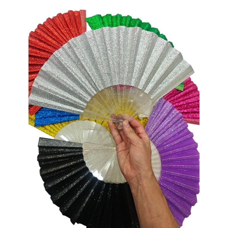 Leque De Mão Super Brilho Glitter Show Diversas Cores Festivais Festas Decoração LSG em Oferta na Shopee