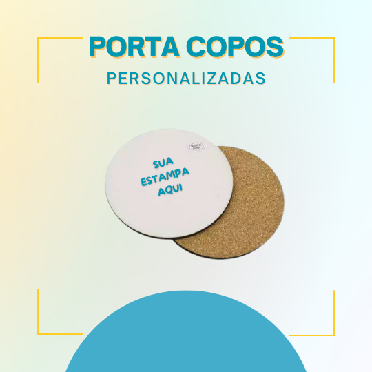 KIT de Porta Copos Personalizado Com Qualquer Imagem MDF Logo Marca Fotos Floral com Nome com Verniz
