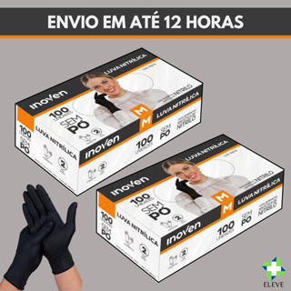 Kit 2 Caixas Luva Nitrilica Preta Sem Pó Descartável 200 Un. Inoven Tamanhos P M G GG Kits 1 ou 2 em Oferta na Shopee
