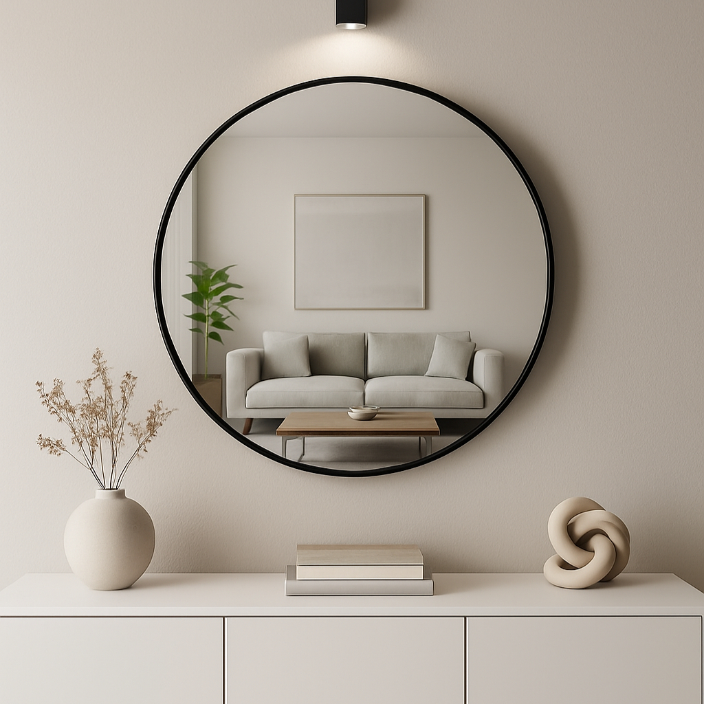 Espelho Adnet Couro + Suporte Fixação 60cm 50cm 40cm 30cm Sala Quarto Banheiro Hall