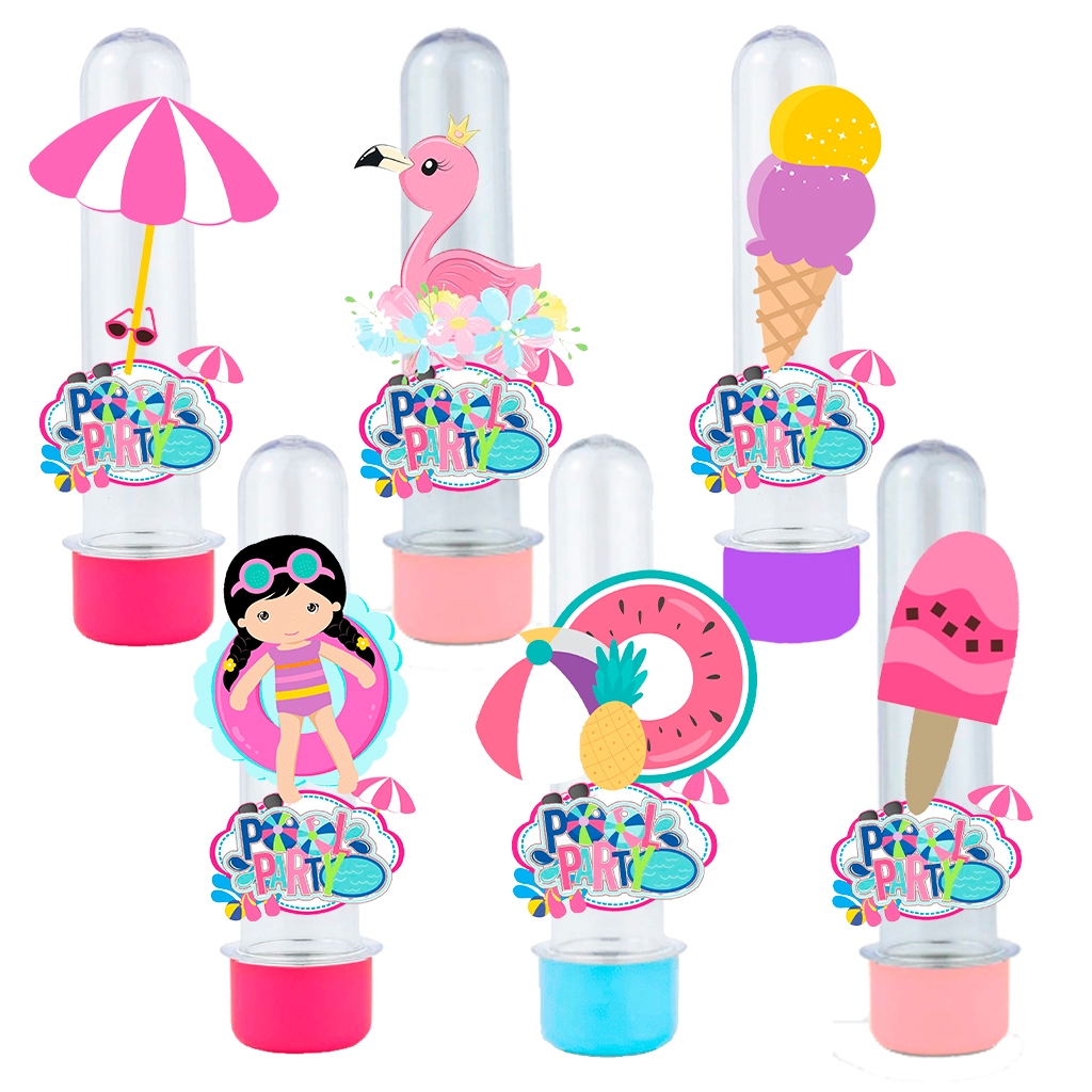 Kit 10 Tubetes Pool Party Rosa em Oferta na Shopee