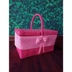 Cesta de Piquenique Mini para Presente Decoracão Enfeite com Laço