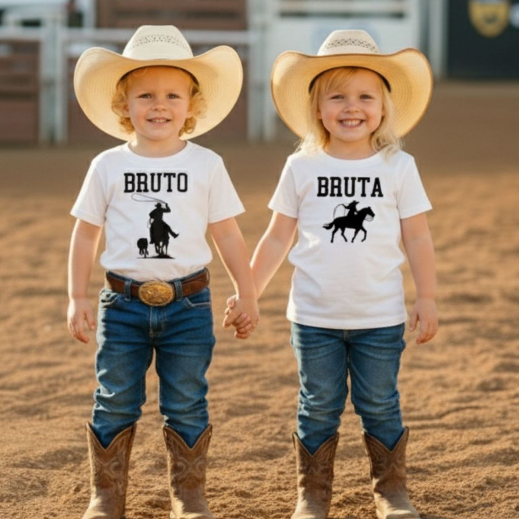 Camiseta Infantil Country Masculina e Feminina TX Farm Boiadeira Bruta e Bruto Rodeio Festa Do Peão em Oferta na Shopee