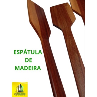 KIT COM ESPÁTULAS DE MADEIRA achatada 39cm e 45cm em Oferta na Shopee