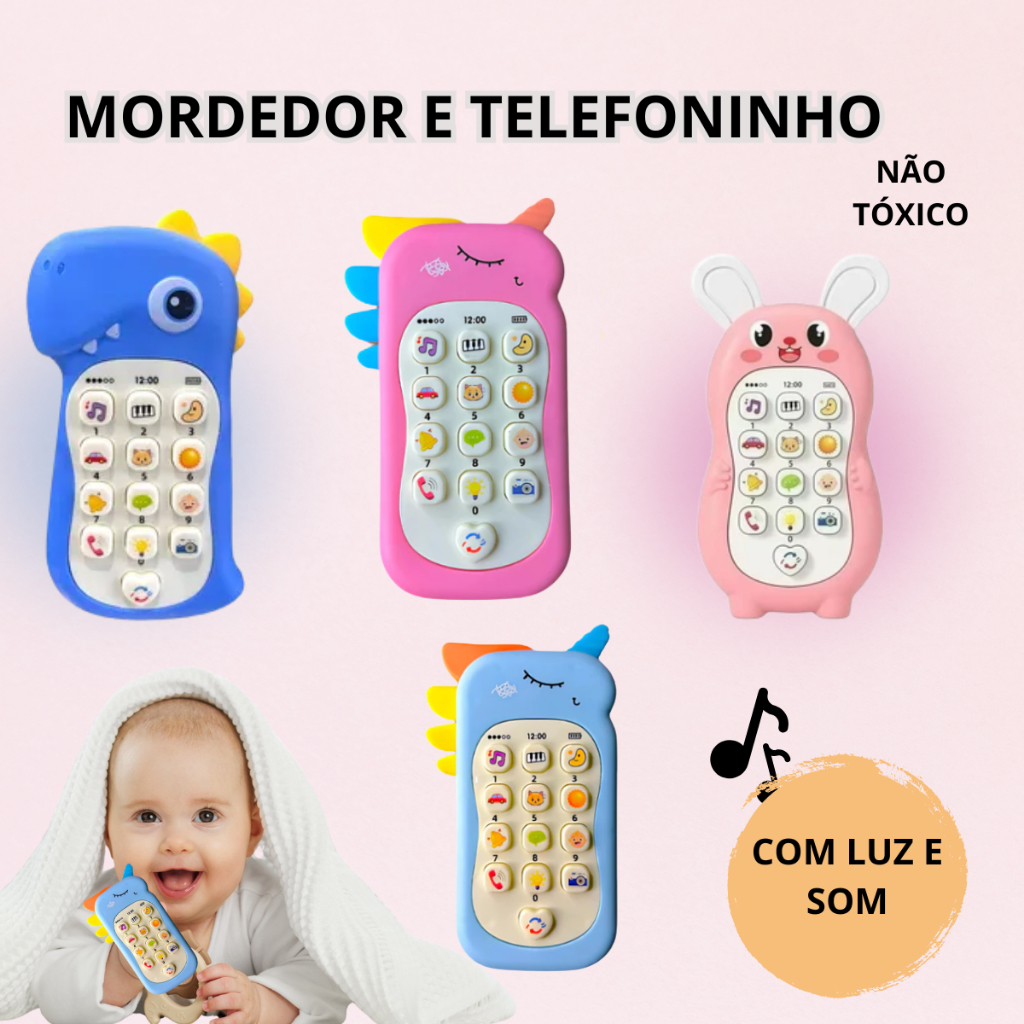 Celular Infantil Telefone Interativo Musical Unicórnio Bebê ou celular Dinossauro