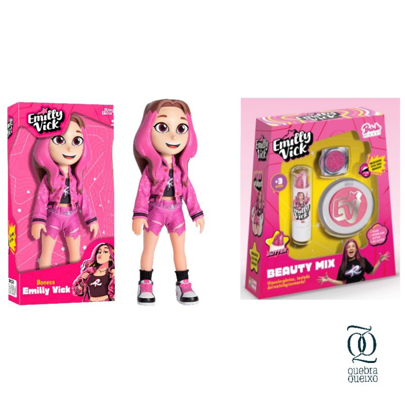 Kit Boneca Emilly Vick e Conjunto de Maquiagem Infantil Beauty Mix em Oferta na Shopee