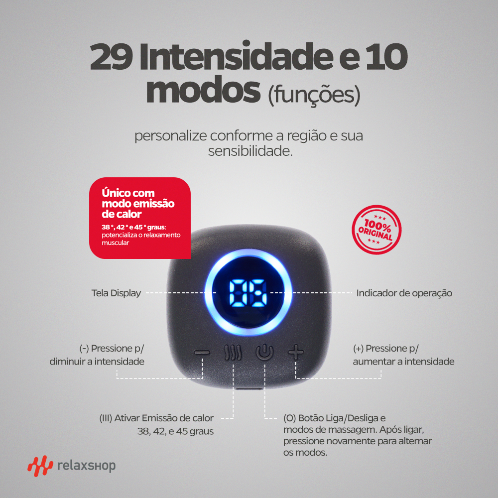 Detalhes do Choquinho Eletroestimulador Pro Muscular Estimulador Portátil, Massageador EMS para Fisioterapia e Alívio de Dores
