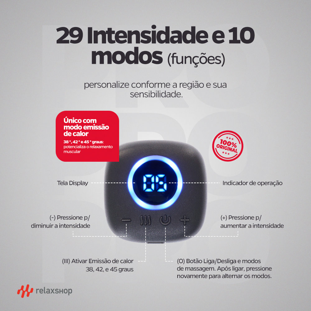 Detalhes do Massageador Choquinho EMS Estimulador Muscular, Eletroestimulador Slim Portátil para Fisioterapia e Alívio de Dores