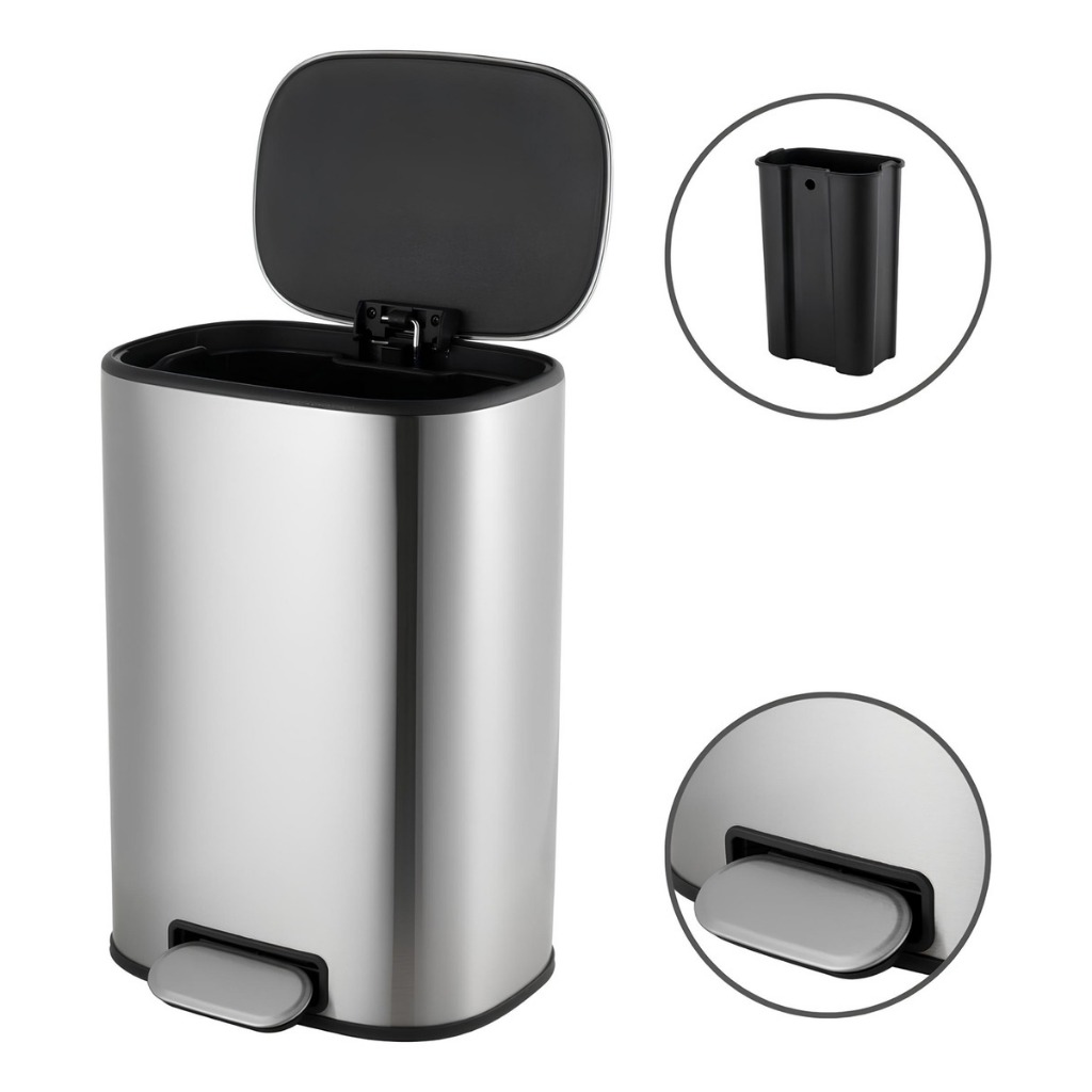 Lixo Slim Para Banheiro Com Pedal 12litros Fechamento Sutil
