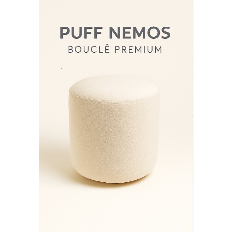 Puff Nemos Bouclê Premium 42x38x38 cm Estofado Decorativo