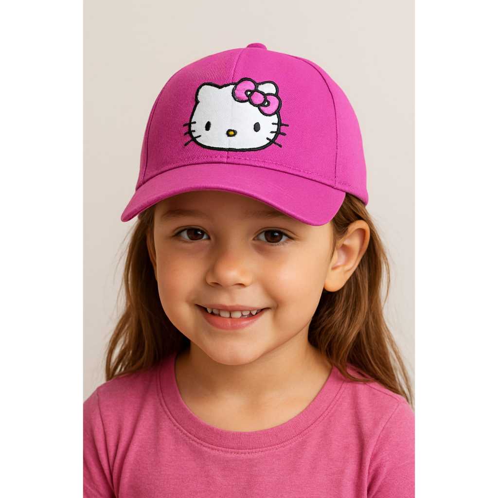 Boné Infantil 3a 7 anos de idade..de Aba Curva Bordado alto relevo da Hello Kitty