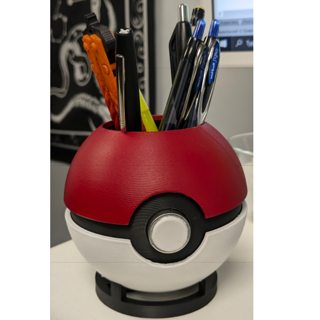 Porta caneta Pokebola  porta objeto decorativo para fã de pokemón Impresso em 3D PLA