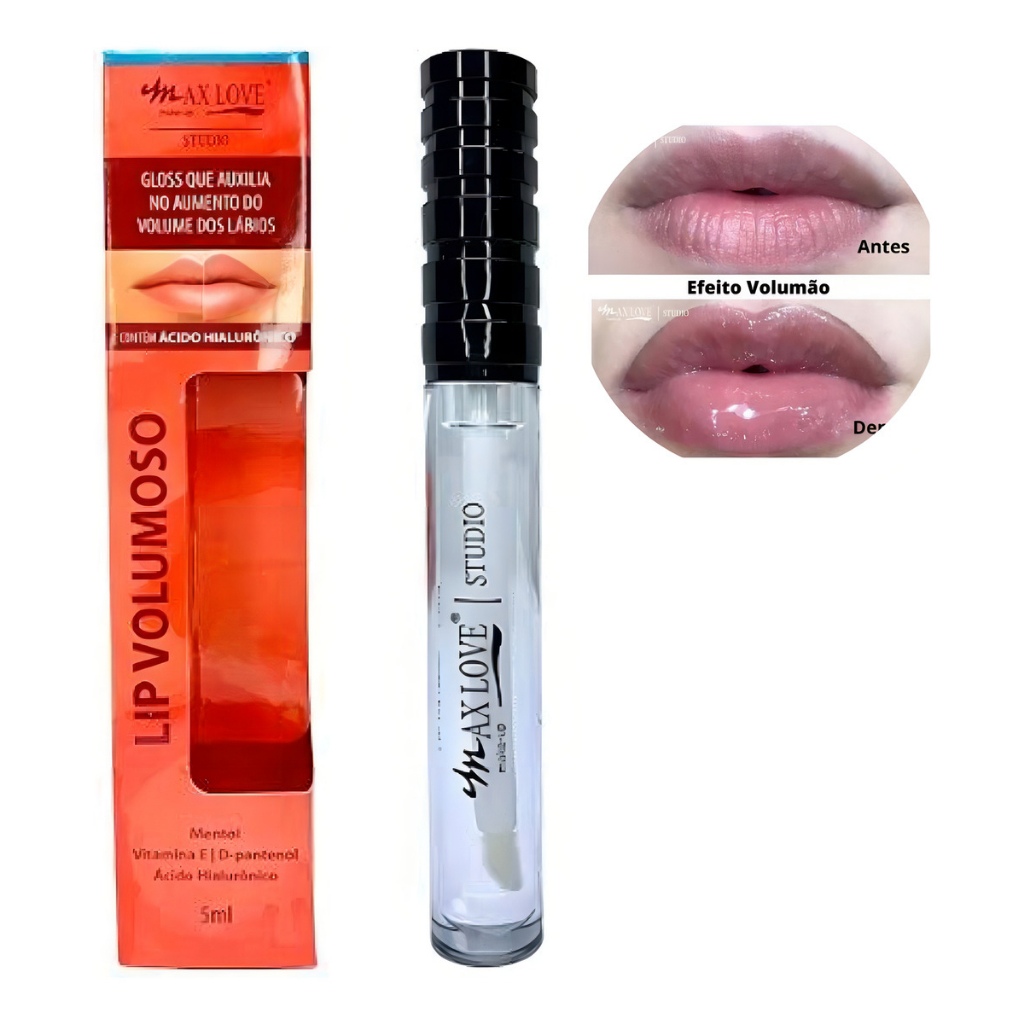 Gloss Brilho Labial Lip Volumoso Aumenta boca Vegano Max Love 5ML