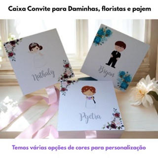 Caixa Convite Personalizada Daminha, Pajem, Florista ou Padrinhos em Oferta na Shopee