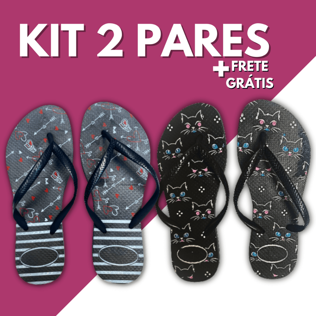 Kit 2 Pares Chinelo Sandalia Feminino Adulto Slim Sandália Feminina Calçado Mulher Confortáve Macio Leve Promoção Barato