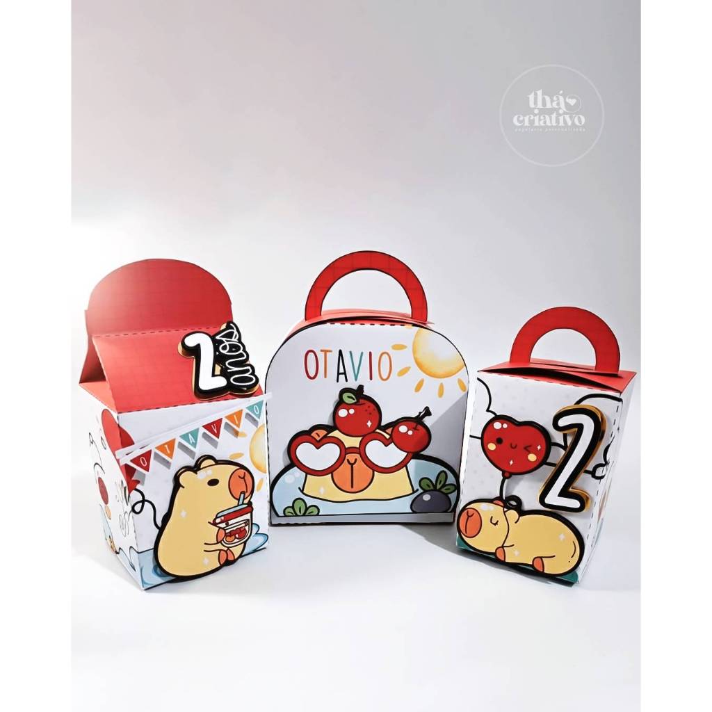 Kit Caixinhas Personalizadas Capivara | Lembrancinhas de Aniversário | Semi Montado