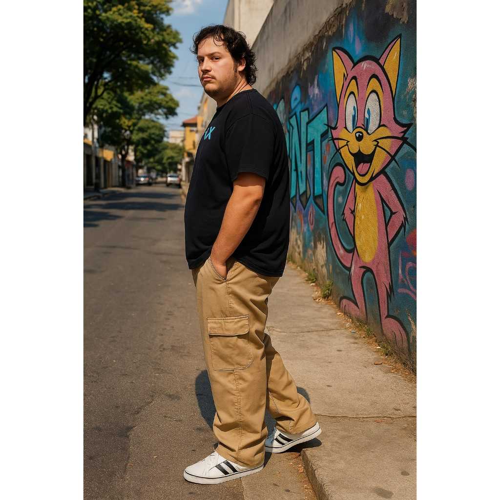 Calça Cargo Sarja Skate e Casual M ao G1 e G2 Plus Size