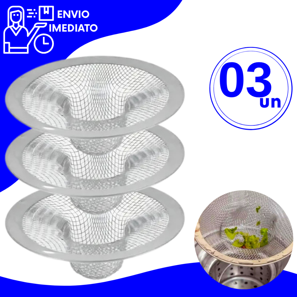 Kit Ralinho Ralo Para Pias Tanques com Borda Aço Inox Premium Cozinha Banheiro 7cm para Casas