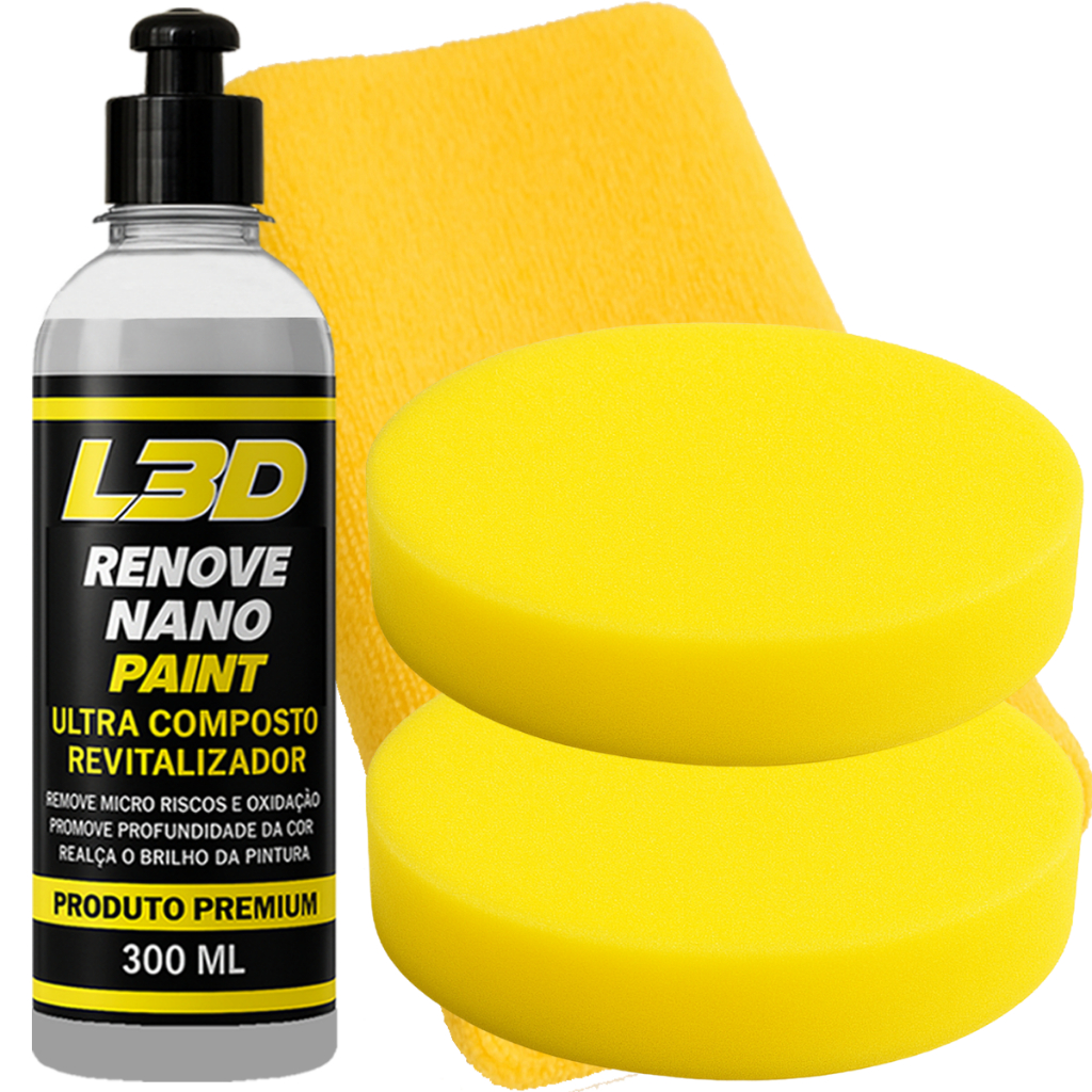 Cera Espelhamento RENOVE 300 ML Remove Riscos Superficiais, Brilho Intenso, Flanela e Aplicador
