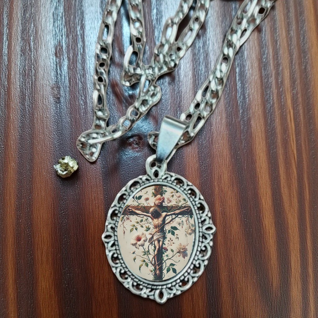 Colar corrente crucifixo cruz aço inoxidavel medalha em moeda antiga medalha cruz crucifixo opção apena medalha