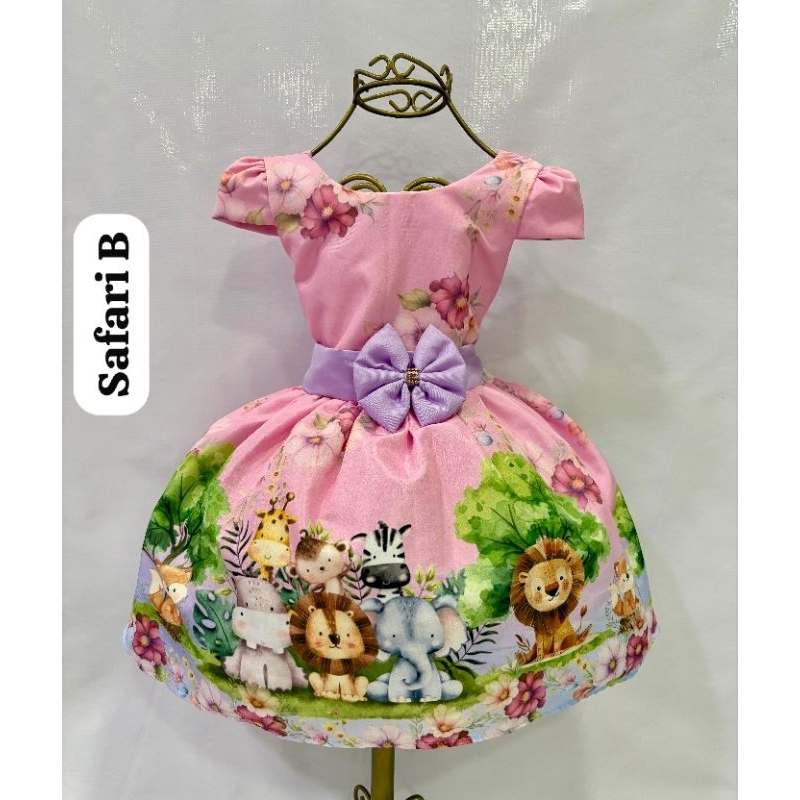 Vestido temático infantil festa aniversário Safari em Oferta na Shopee