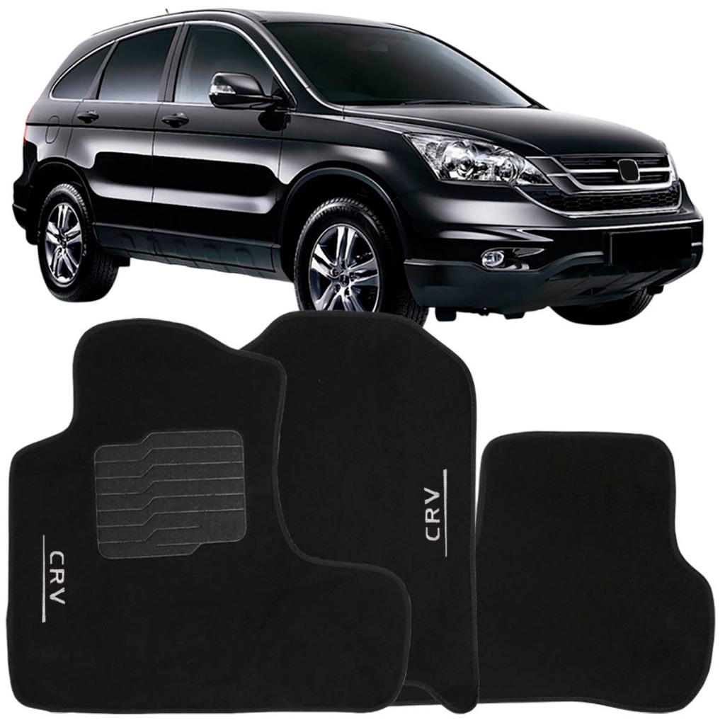 Jogo de Tapete Automotivo Carpete Crv 2007 à 2011 Soft Logo Bordado Preto 3 Peças em Oferta na Shopee