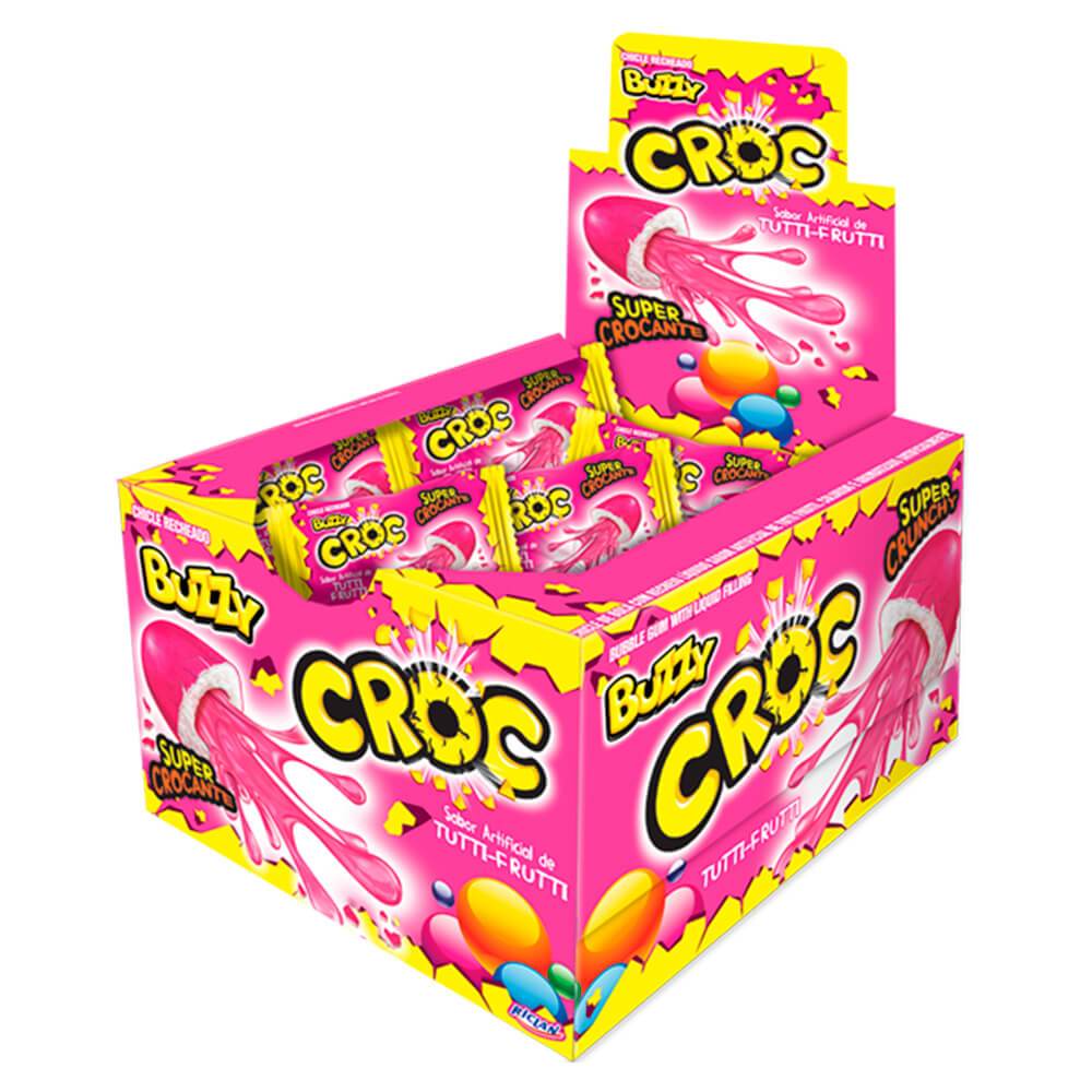 Chiclete Recheado Buzzy Croc Tutti-Frutti – 172g Display Cx com 40 Unidades
