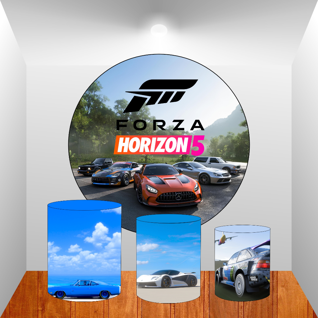 KIT PAINEL DE FESTAS, F. HORIZON 5, REDONDO 1,5M DE DIÃMETRO + 3 CAPAS DE CILINDROS GMP