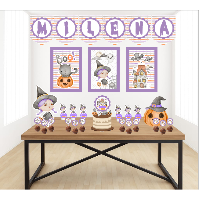 Kit Personalizado Festa Infantil HALLOWEEN Decoração Aniversário Mesversário Só Um Bolinho Lembrancinhas