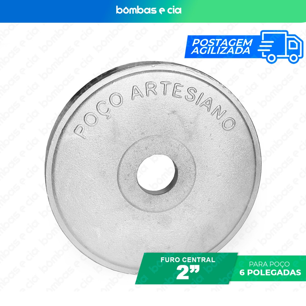 Tampa para poço artesiano de 6 polegadas furo central 2 polegadas