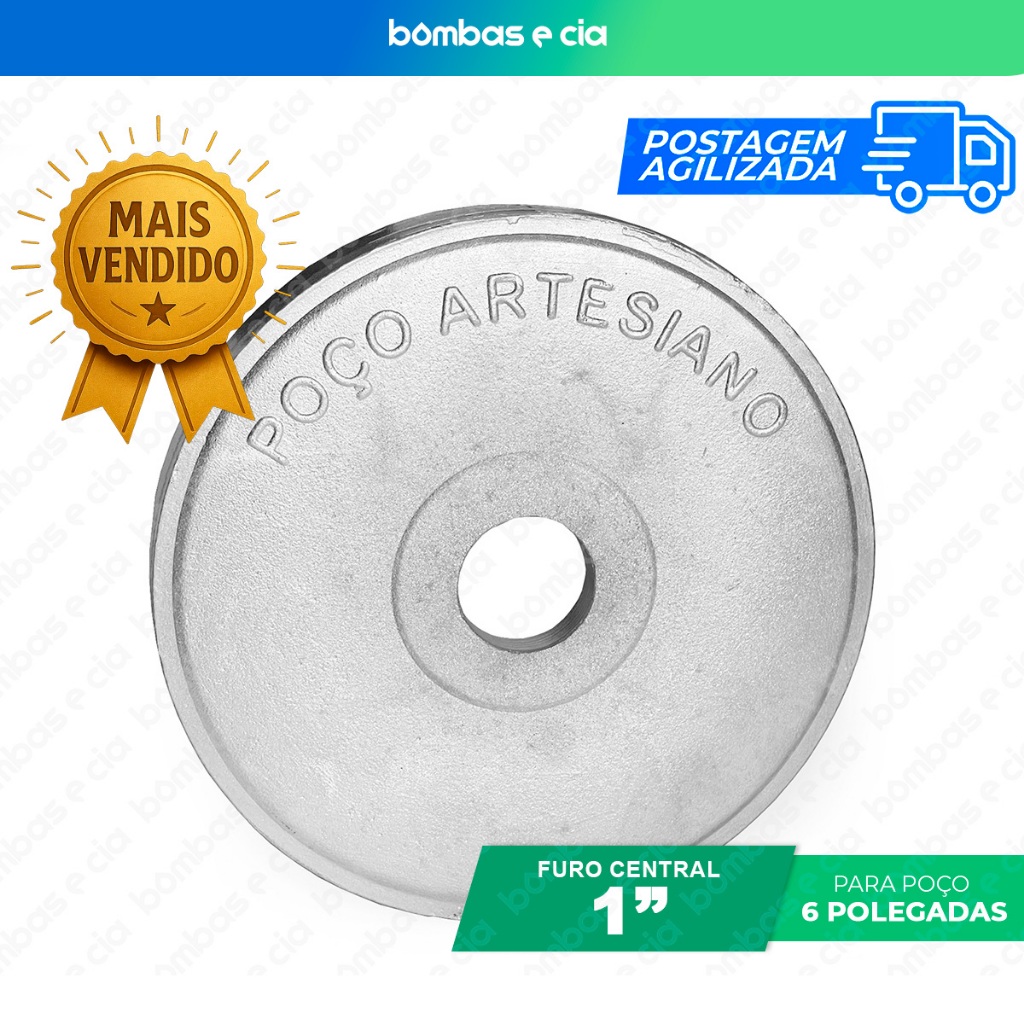 Tampa para Poço Artesiano de 6 Polegadas com Furo Central de 1 Polegada
