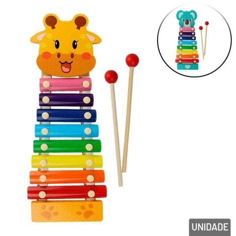 Xilofone Musical Infantil 24 cm ou 33 cm de Madeira Animais em Oferta na Shopee