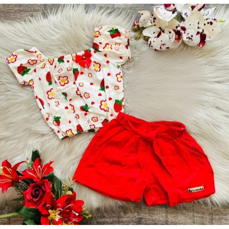 Conjunto Infantil menina/ Conjunto florido / conjunto menina/ Cropped infantil