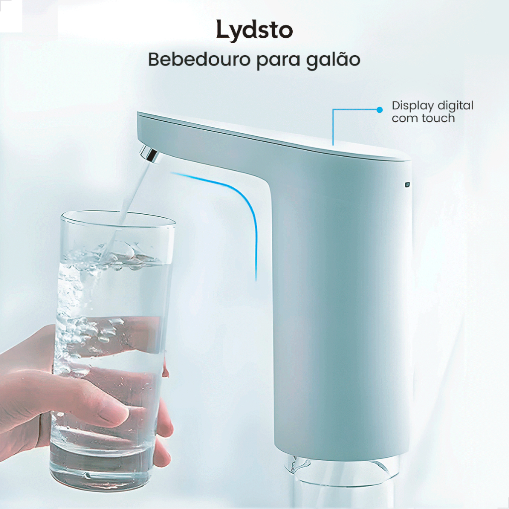 Bomba de Água Lydsto Elétrica Portátil Compacto para Galão Garrafão Bebedouro Com Botão Display LED