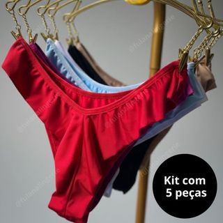 Kit 5 Calcinhas Fio Duplo Normal e Plus Microfibra Empina Bumbum Não Marca - Isis