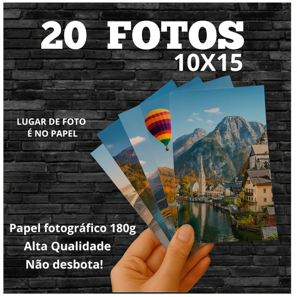 Kit 20 Fotos 10x15 | Impressão Alta Qualidade Profissional Cores Vivas Papel Premium em Oferta na Shopee