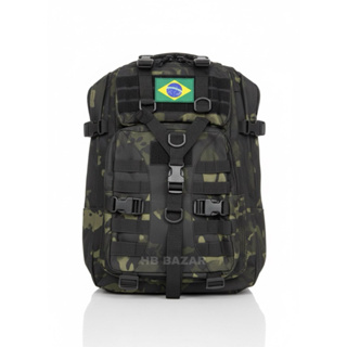 Mochila Militar Tática Impermeável 50 Litros Grande Reforçada com Bandeira do Brasil 1066 em Oferta na Shopee