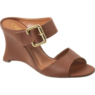 Sandália Feminino Tamanco Anabela Tira Dupla Enfeite Fivela Salto Alto Elegante Moderno GiGiL em Oferta na Shopee