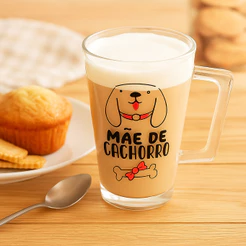 Caneca de Vidro Estampa Mãe de Cachorro Caneca Café Chá Modelo Roma 230ml - Ruvolo