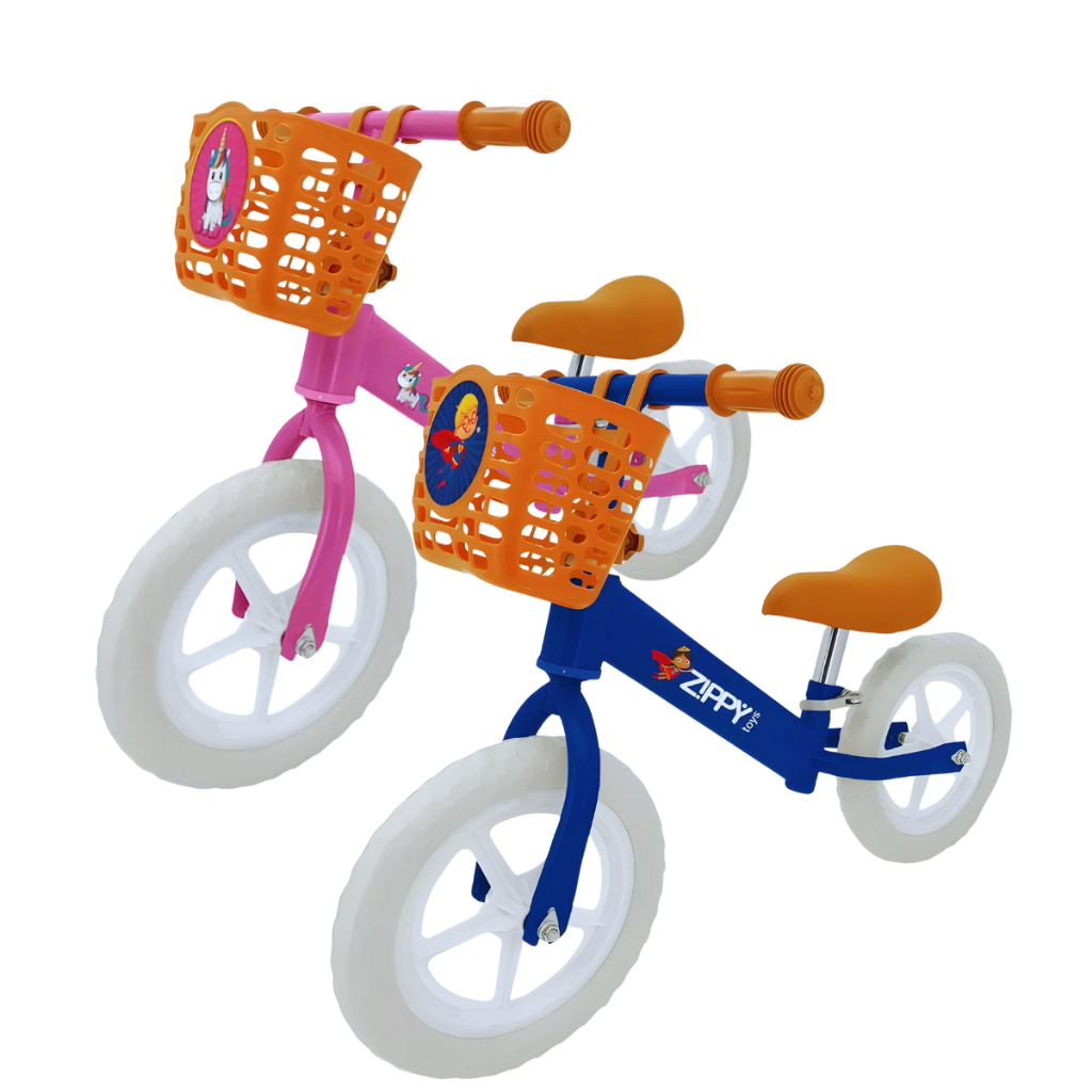 Bike Bicileta Infantil Equilíbrio Zippy Toys com Cestinha para Criança - Aro 12 Sem Pedal