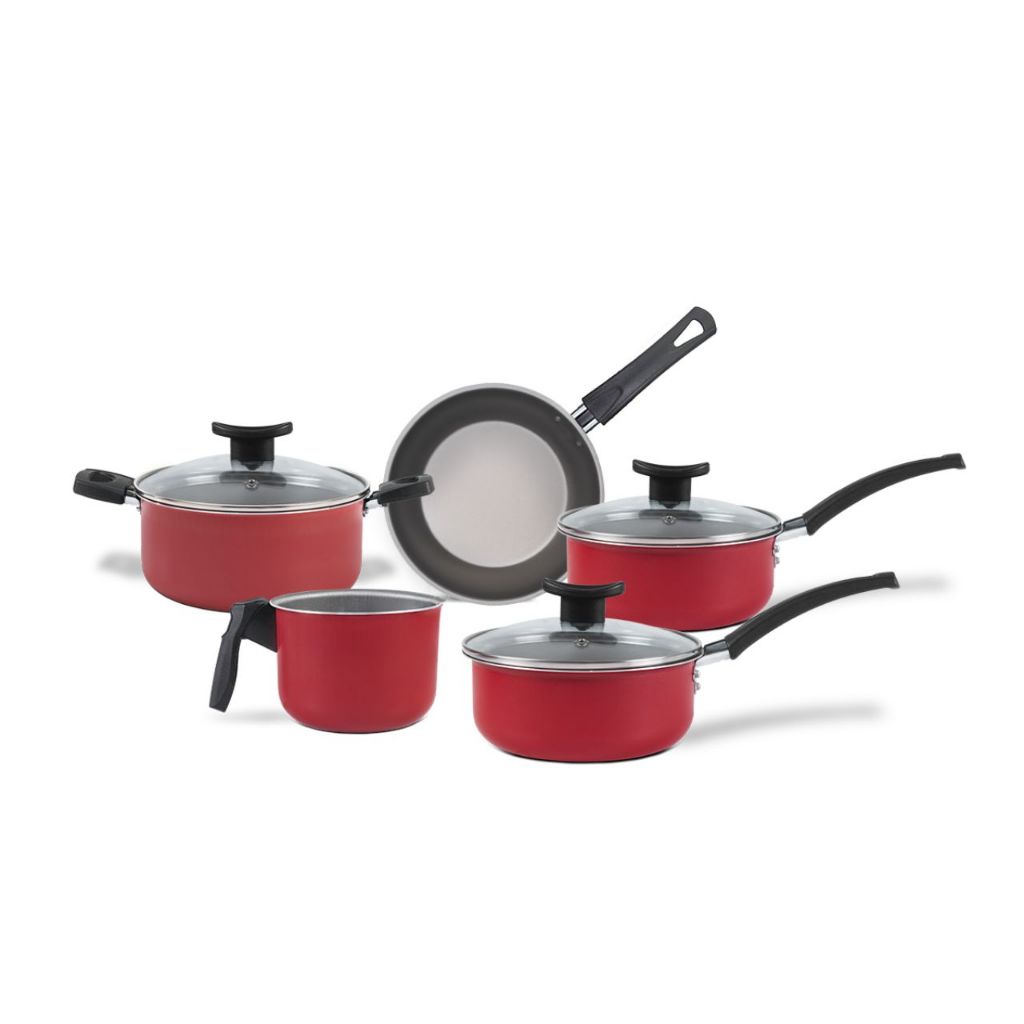 Jogo de Panelas Brinox Ruby 5 Peças Vermelho - Antiaderente - Livre de PFOA em Oferta na Shopee