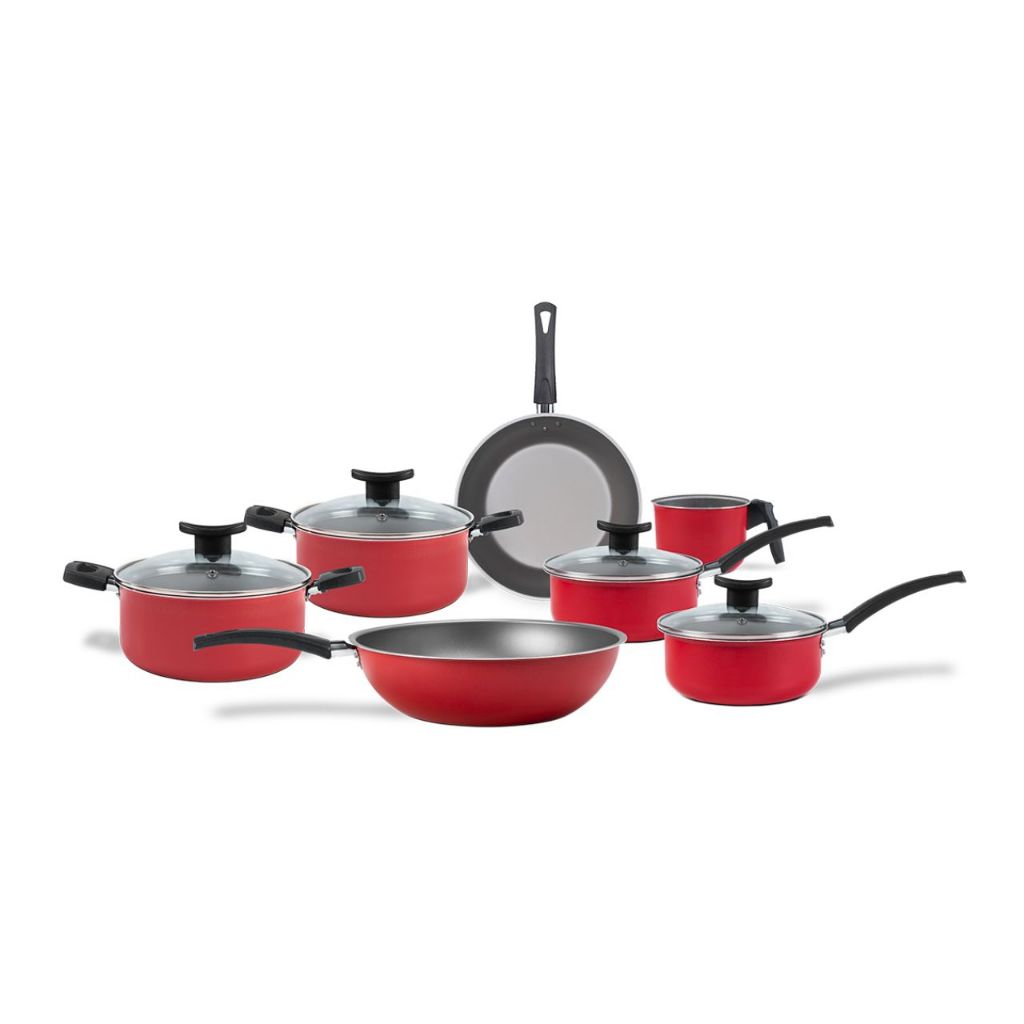 Jogo de Panelas Brinox Ruby Antiaderente 7 Peças Vermelho - Livre de PFOA em Oferta na Shopee