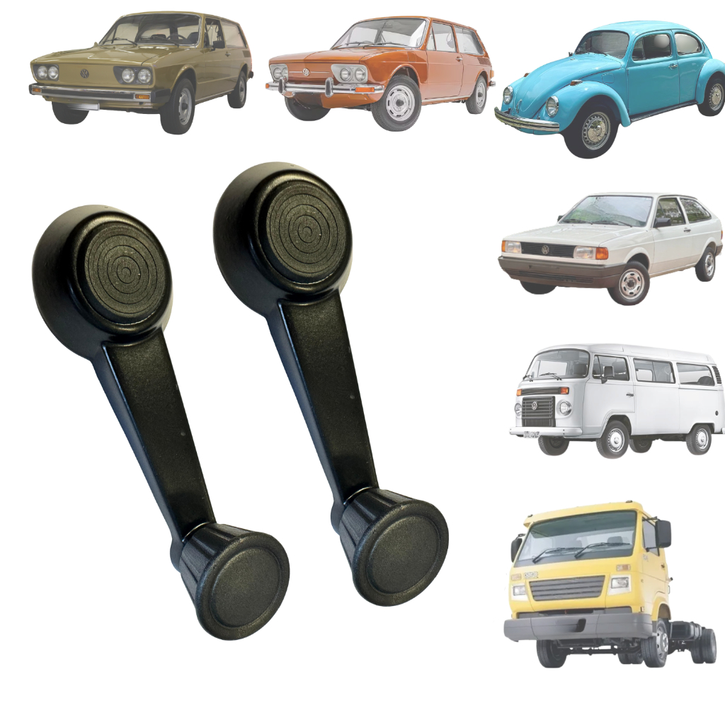 Manivela do Vidro Gol Fusca Brasilia Kombi Preta - Metal