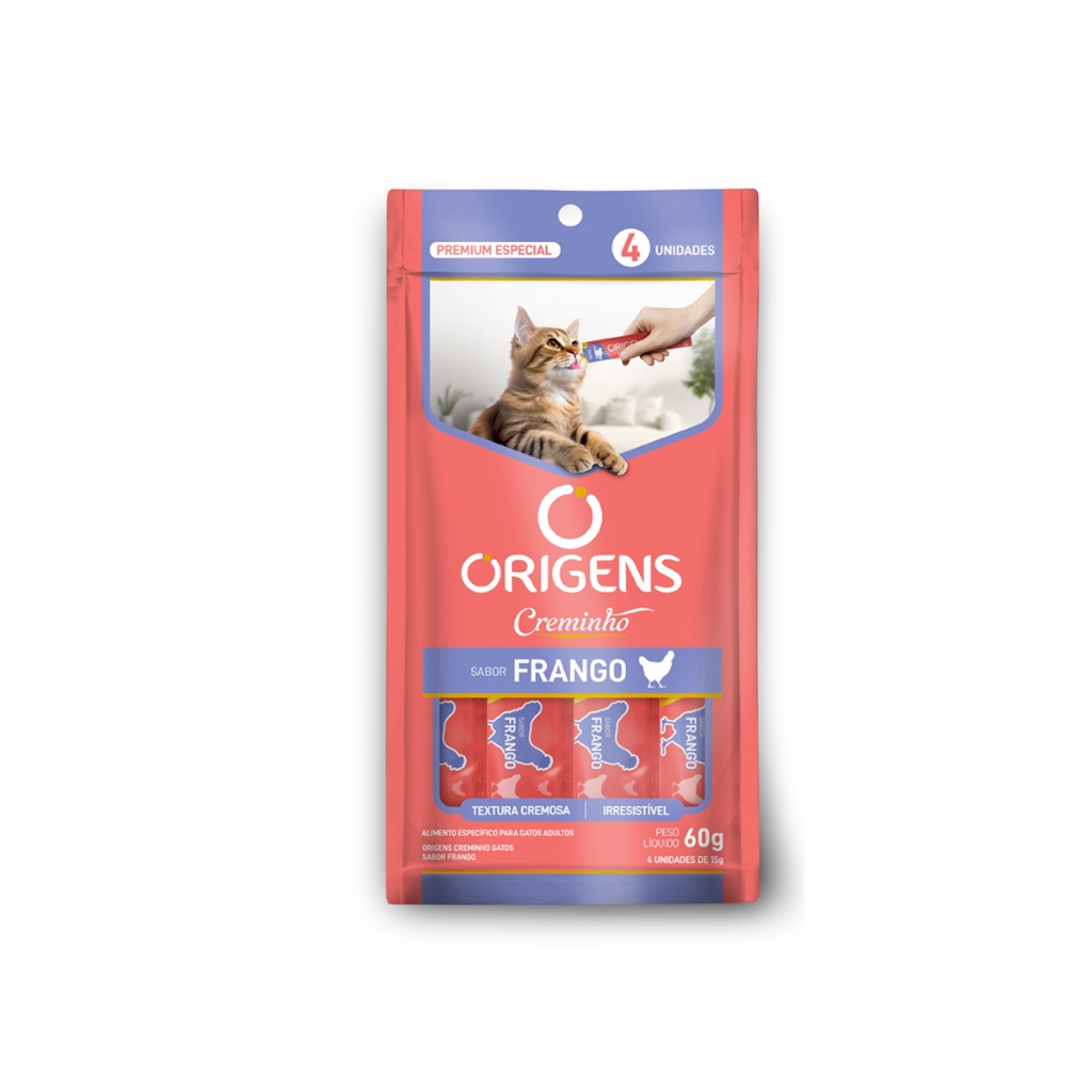 Sache Para Gatos Origens Creminho Frango 4 Unidades 15g