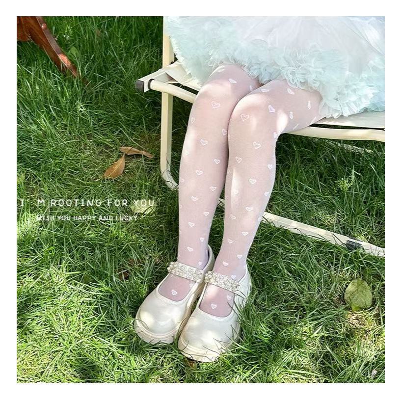 Meia calça Fina  Infantil Com Coração E Morango Cor Branco E Rosa Festa Dança 2-12 anos em Oferta na Shopee