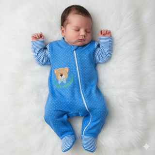 Macacão Manga Longa para Bebê Menino com Zíper em Malha Suedine 100% Algodão em Oferta na Shopee