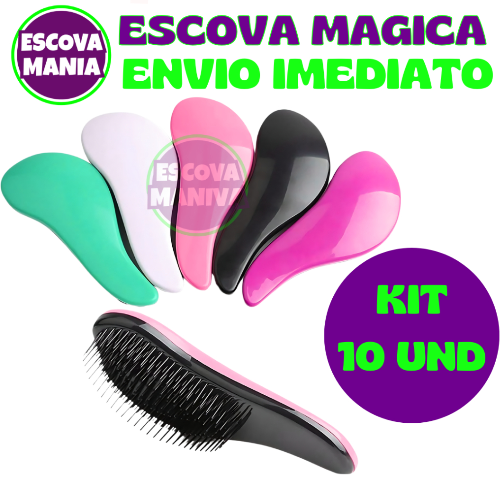 Kit 10 - Escovas Mágicas pra cabelo - Anti Frizz - De Desembaraçar Cabelo