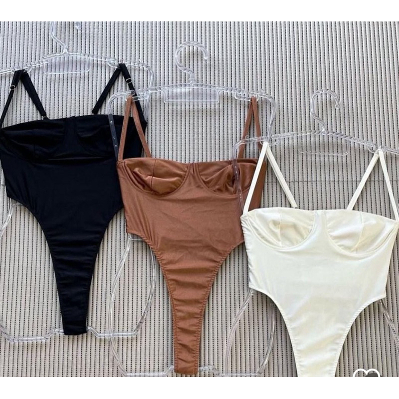 body cavado em polimidia acetinado, com aro de sustentação, fecho e regulagem na alça🖤🤎🤍💜🩷💙💚❤️ em Oferta na Shopee