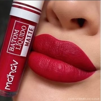 Batom Líquido Efeito Matte Toque Aveludado Cor Vermelho Love Marca Mahav