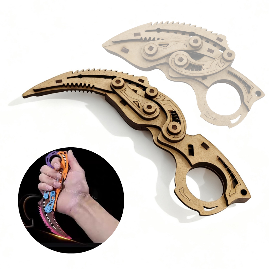 Quebra-Cabeça 3D Karambit em MDF - Montagem Decorativa e Desafio Intelectual OMEGA3